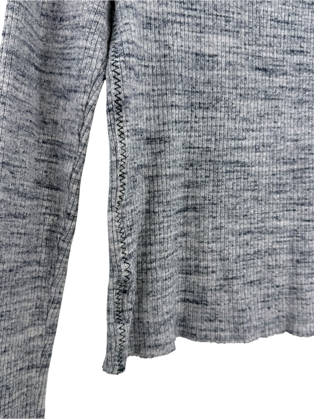 Nation LTD Gray Ribbed Mock Neck Long Sleeve Top Raw Hem Size S - Picture 6 of 10